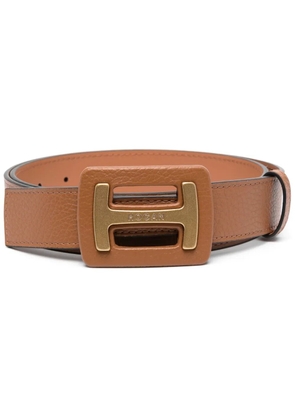 Hogan logo-plaque leather belt - Brown