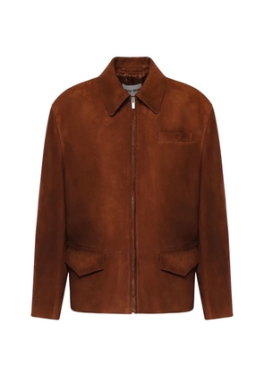 Miu Miu zip-up suede jacket - Brown