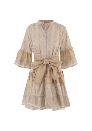PEP'S geometric-pattern ruffled dress - Neutrals