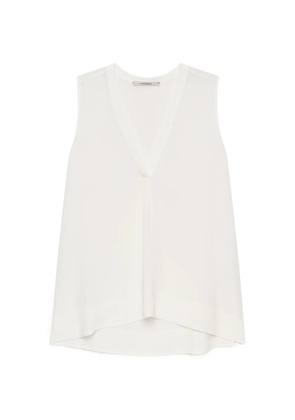 MALIPARMI pleated V-neck top - White