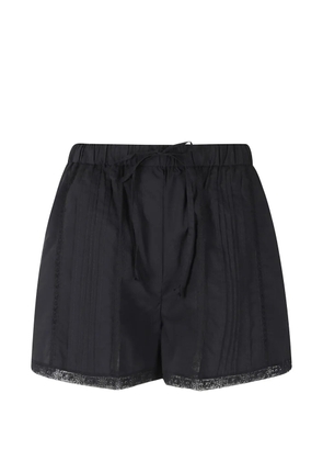 Isabelle Blanche lace-trim pintuck-detail shorts - Black