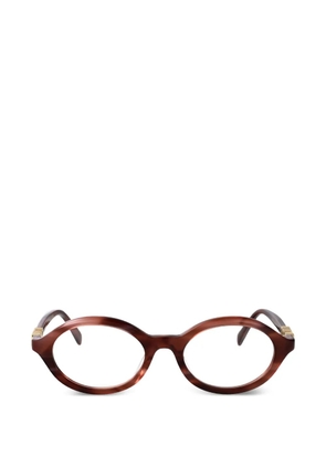 Gucci Eyewear logo-plaque round-frame glasses - Brown