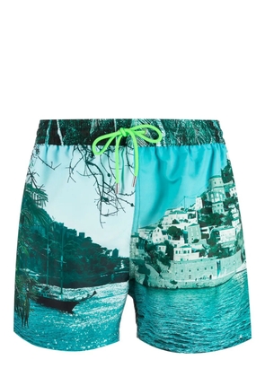 Paul Smith graphic-print swim shorts - Blue