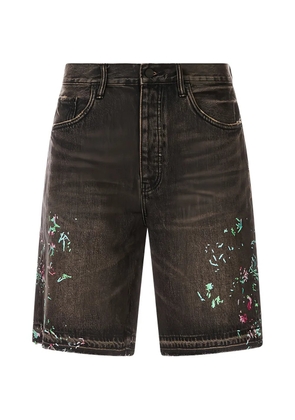 Purple Brand paint-splatter denim shorts - Black