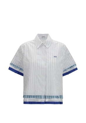LOEWE striped pleated-trim shirt - White