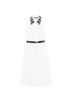 Max Mara zebra-collared midi dress - White