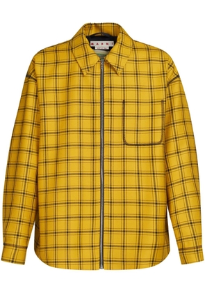 Marni checked zip-up wool jacket - Yellow