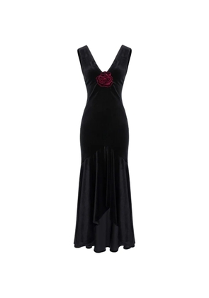 ROSERRY Tango rose-appliqué high-low dress - Black