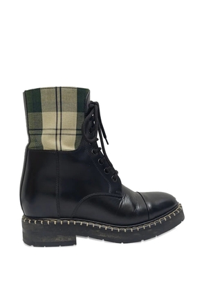Chloé Vintage Barbour check-print combat boots - Black