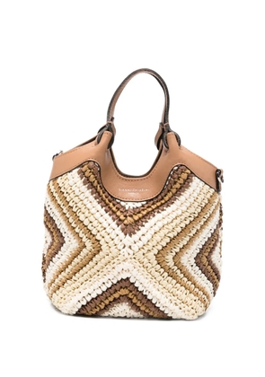 GIANNI CHIARINI Dua woven chevron-pattern tote bag - Brown