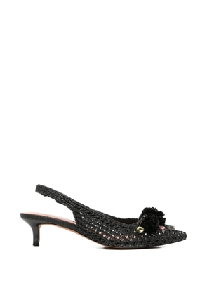 Bibi Lou Acer embellished crochet slingback pumps - Black