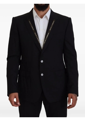 Dolce & Gabbana logo-trim slim-fit blazer - Black