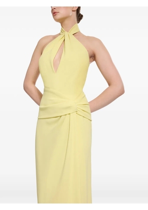 Elie Saab halterneck twisted-waist maxi dress - Yellow