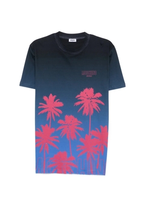 Moschino palm-tree-print ombré T-shirt - Blue