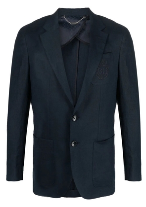 Billionaire logo-embroidery linen blazer - Blue