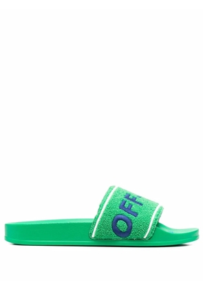 Off-White Towel logo-embroidered slides - Green