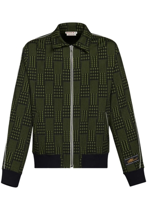 Marni checked zip-up jacket - Green
