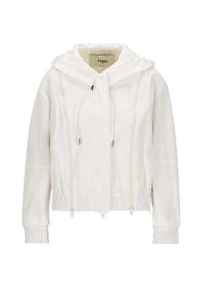 FENDI hooded zip-details jacket - White