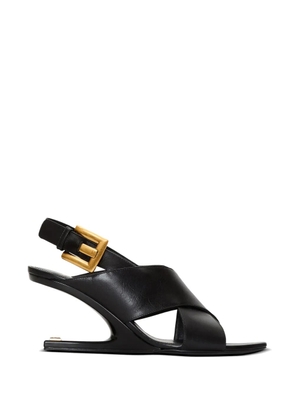 Balmain Anthem no wedge smooth leather sandals - Black