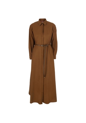 Max Mara Tlecito belted tiered shirt midi dress - Brown