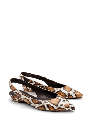 Poche Paris snakeskin-effect slingback pumps - Brown