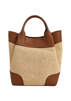 Poche Paris woven leather-trim tote bag - Neutrals