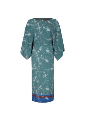 Merci floral-print wide-sleeve dress - Blue