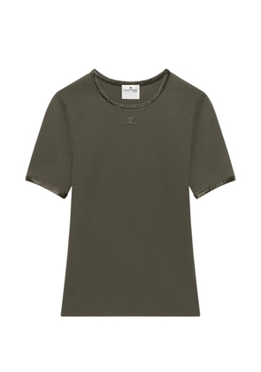Courrèges vinyl-trim logo-patch T-shirt - Green