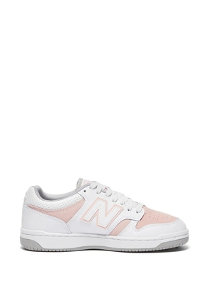New Balance BB480 perforated lace-up leather sneakers - White