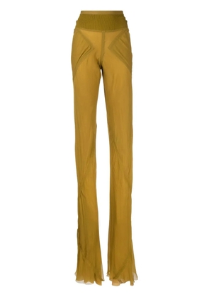 Rick Owens sheer-panelled design trousers - Yellow