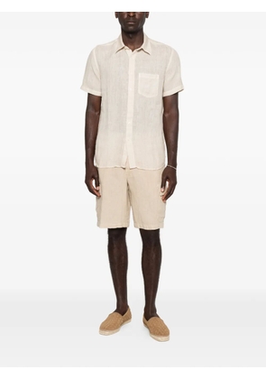 120% Lino short-sleeve chest-pocket shirt - Neutrals