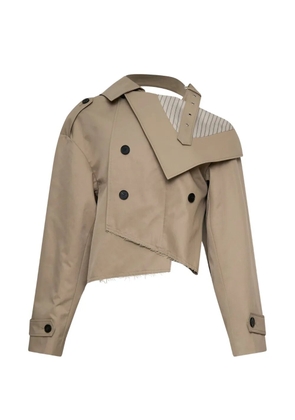 GRACE ELWOOD asymmetric-hem frayed-edge jacket - Neutrals