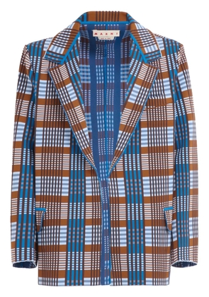 Marni plaid-check single-breasted blazer - Blue