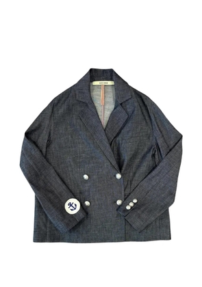 Merci double-breasted anchor-patch jacket - Blue