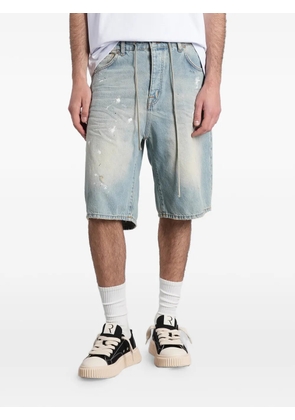 STATE OF ORDER paint-splatter distressed shorts - Blue