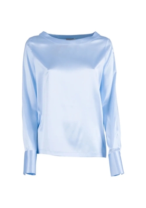 Mazzarelli satin-finish long-sleeved blouse - Blue