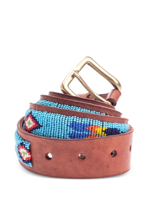 Aspiga bead-embellished leather belt - Brown