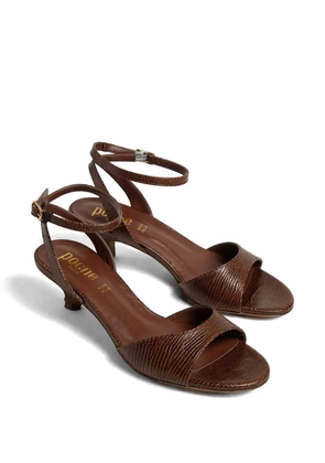 Poche Paris lizard-effect buckle-fastening sandals - Brown