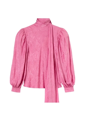 Gucci rose-jacquard pussy-bow blouse - Pink