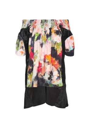CAROLINE HU ruched printed top - Black