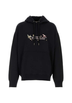 Off-White logo-print cotton hoodie - Black