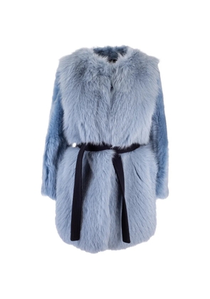Blancha belted faux-fur jacket - Blue