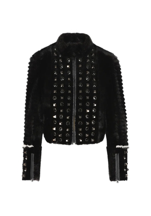 FENDI stud-embellished faux-fur coat - Black