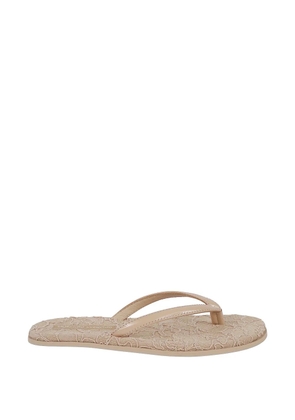Ermanno Scervino lace-covered patent-leather flip-flops - Neutrals