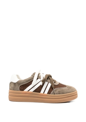 SERGIO MORETTI FIRENZE panelled platform sneakers - Brown