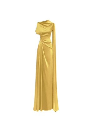 Gemy Maalouf asymmetrical-neckline draped dress - Yellow
