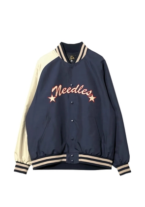 Needles logo-embroidered contrast-sleeve bomber jacket - Blue