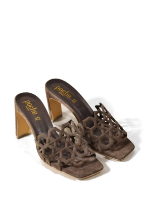 Poche Paris cut-out block-heel sandals - Brown