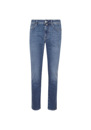 Jacob Cohën logo-embroidered whiskered jeans - Blue