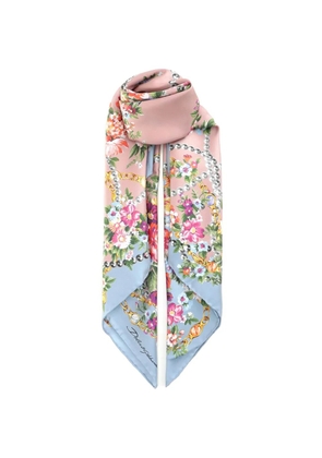 Dolce & Gabbana floral-print silk-twill scarf - Blue